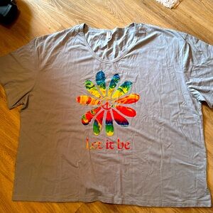 Five XL let it be flower power peace sign T-shirt